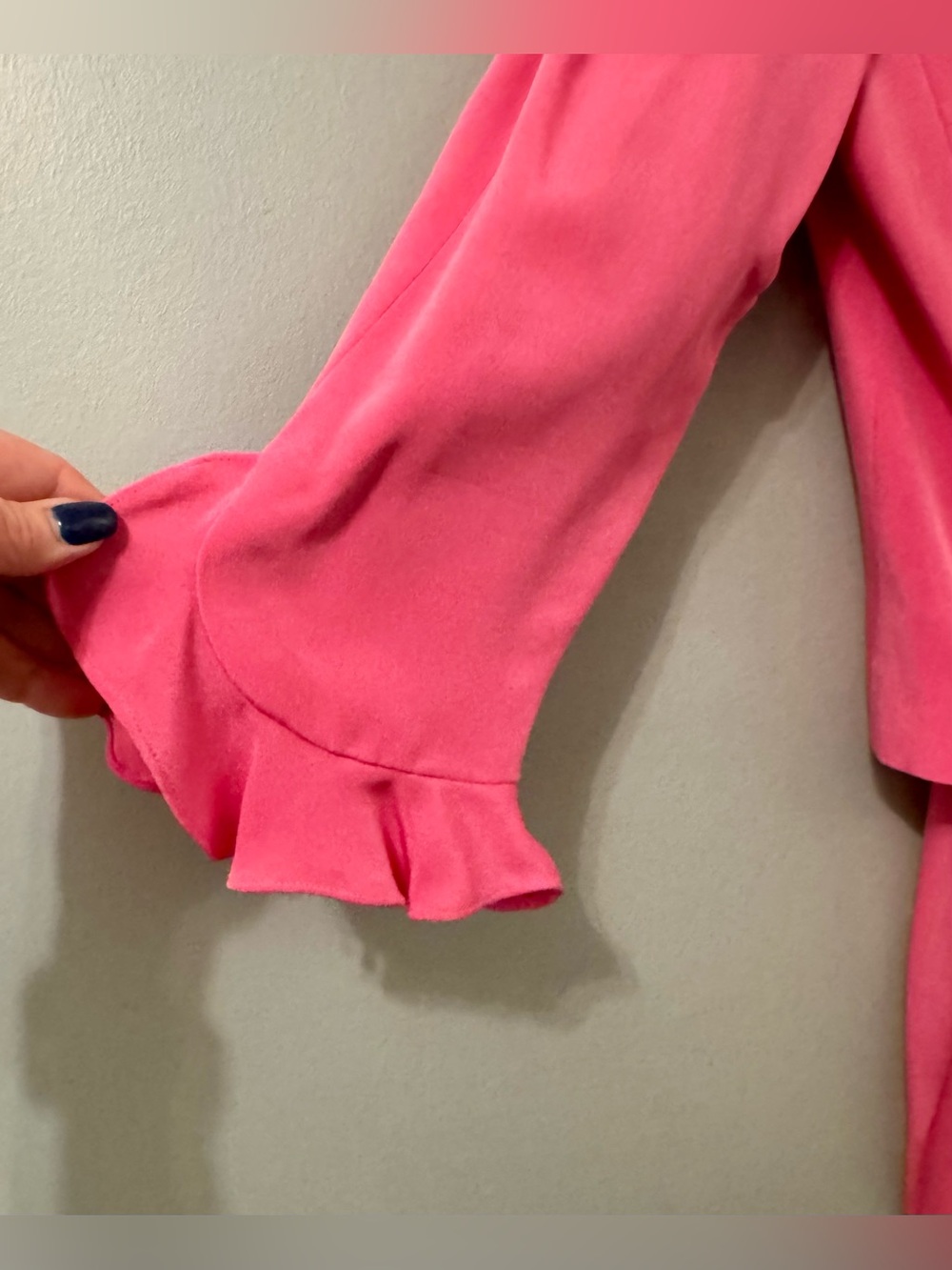 Vintage Maggy London Vibrant Pink Two-Piece Silk Skirt Suit Set Size 12 - Picture 3 of 10